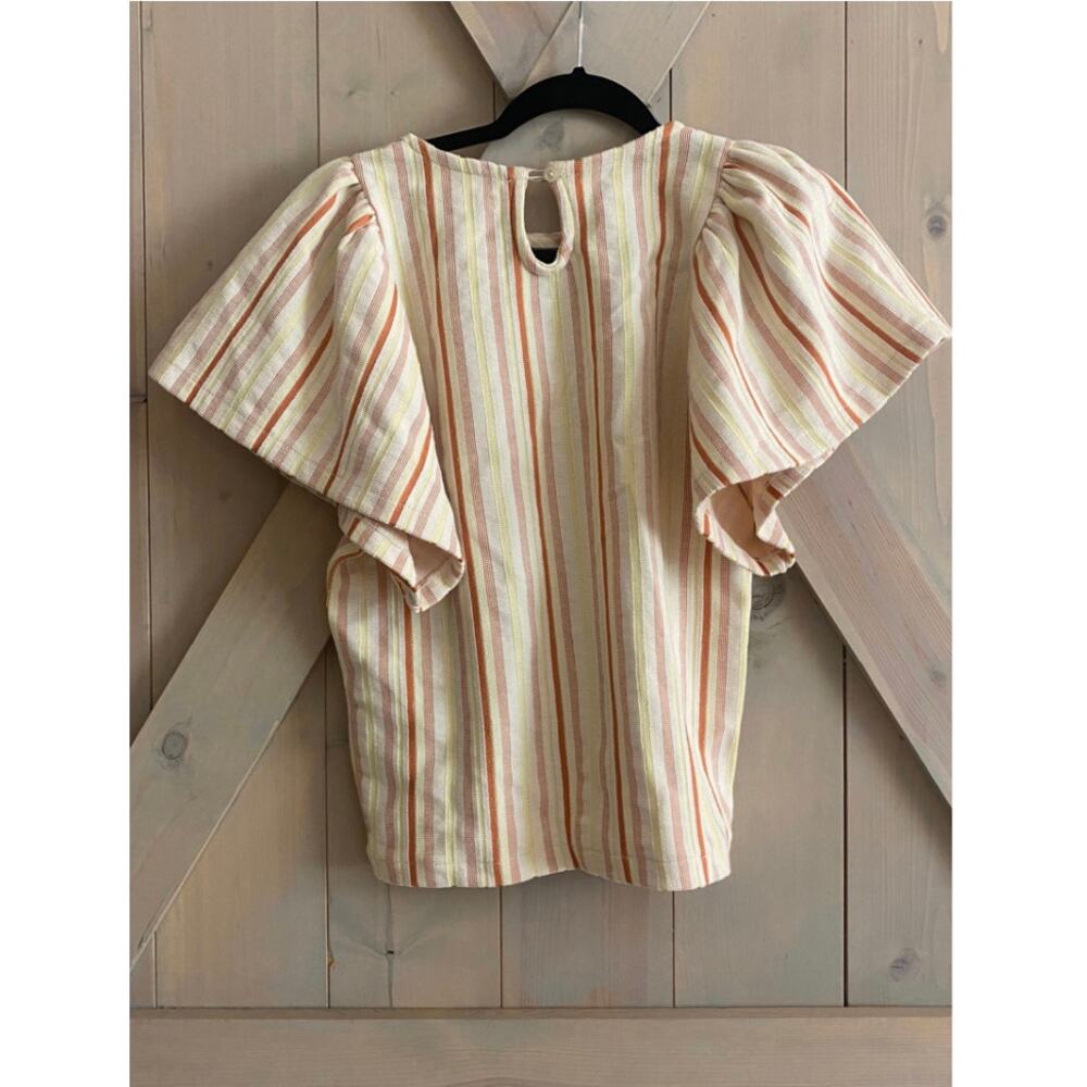 Madewell shirt blouse lot s xs yellow coral blouse Atlantic stripe Swiss dot - Picture 10 of 16